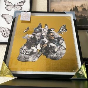 Marmont Hill Skull and Butterflies Gold Foil Wall Decor